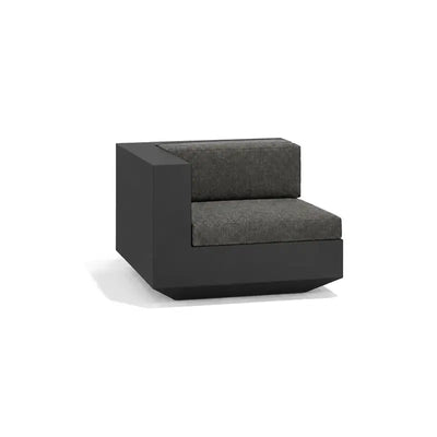 Canapé modulable d'extérieur Vela Vondom, module droit, taille 100x100x72 cm, coloris noir, coussins gris graphite