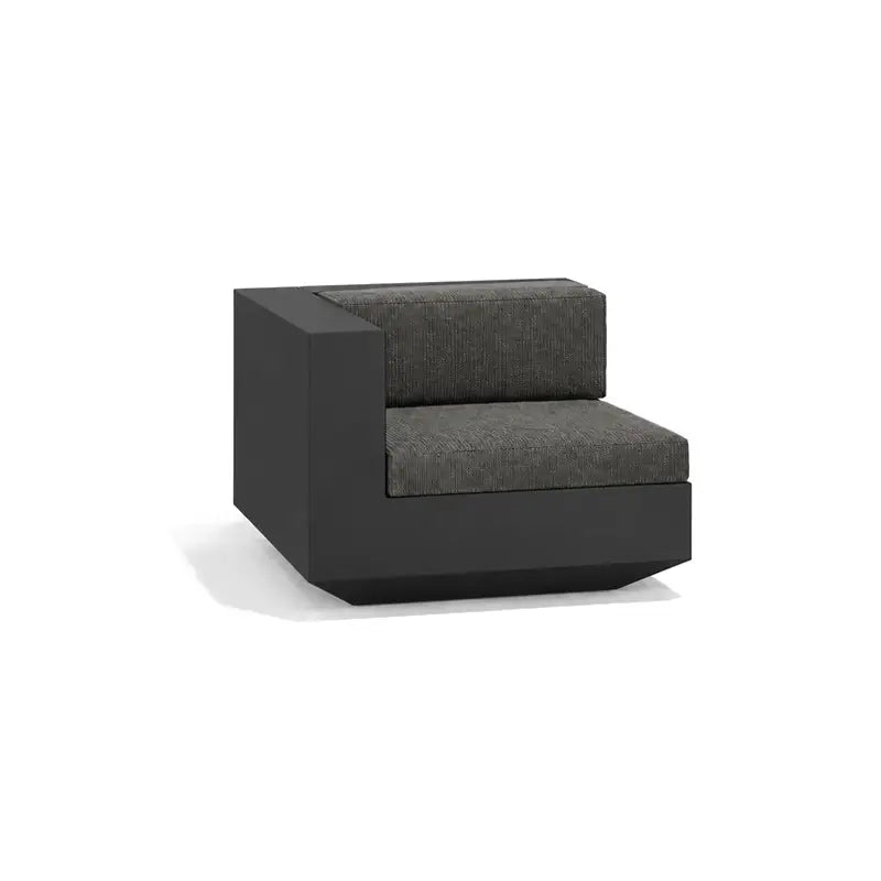 Canapé modulable d'extérieur Vela Vondom, module droit, taille 100x100x72 cm, coloris noir, coussins gris graphite