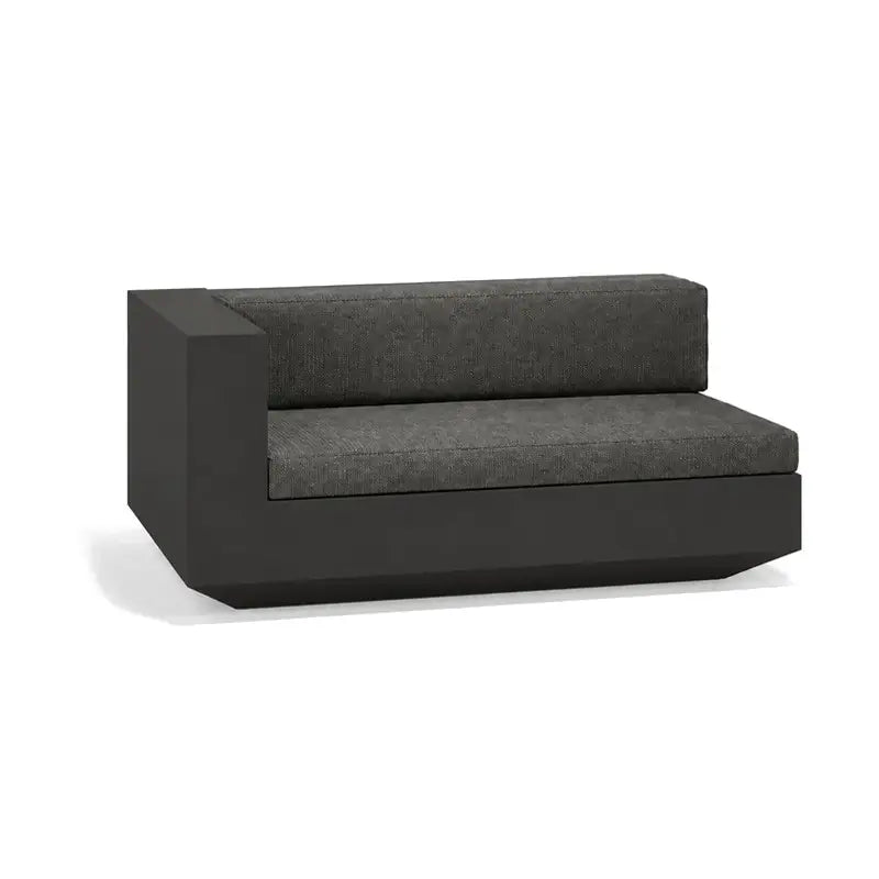 Canapé modulable d'extérieur Vela Vondom, module droit, taille 100x160x72 cm, coloris noir, coussins gris graphite