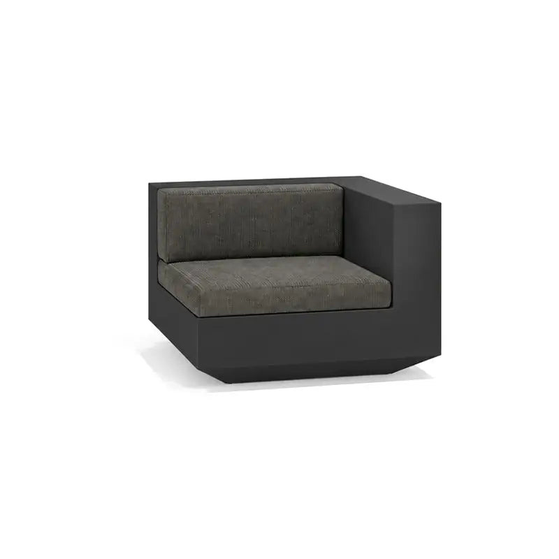 Canapé modulable d'extérieur Vela Vondom, module gauche, taille 100x100x72 cm, coloris noir, coussins gris graphite