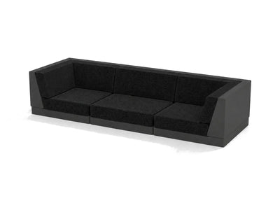 Canapé de jardin 3 places Pixel Vondom, coque noire, coussins noirs à pointillé blanc