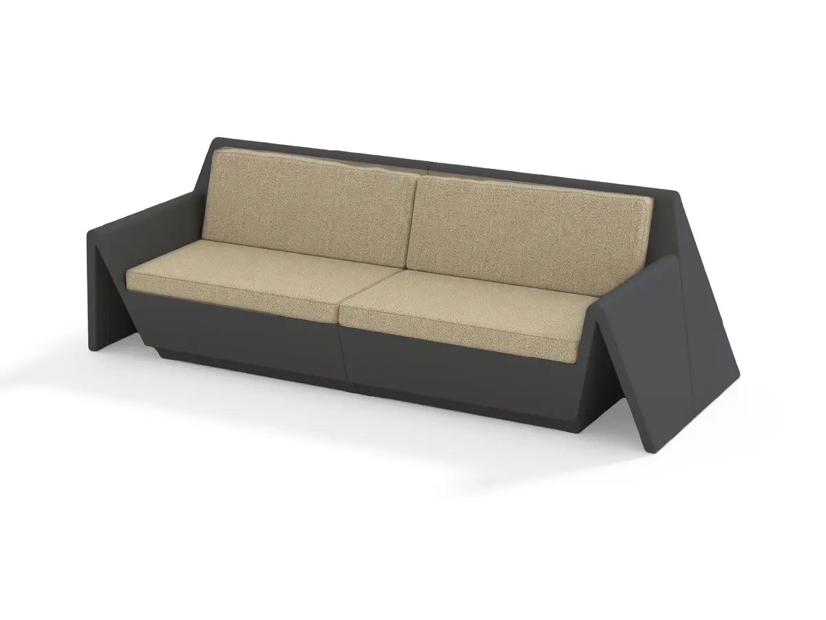 Canapé modulable d'extérieur Rest, 2 places, structure noir et coussins tweed sable