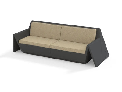 Canapé modulable d'extérieur Rest, 2 places, structure noir et coussins tweed sable