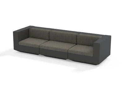Canapé modulable d'extérieur Vela, 3 places, structure noir et coussins graphite