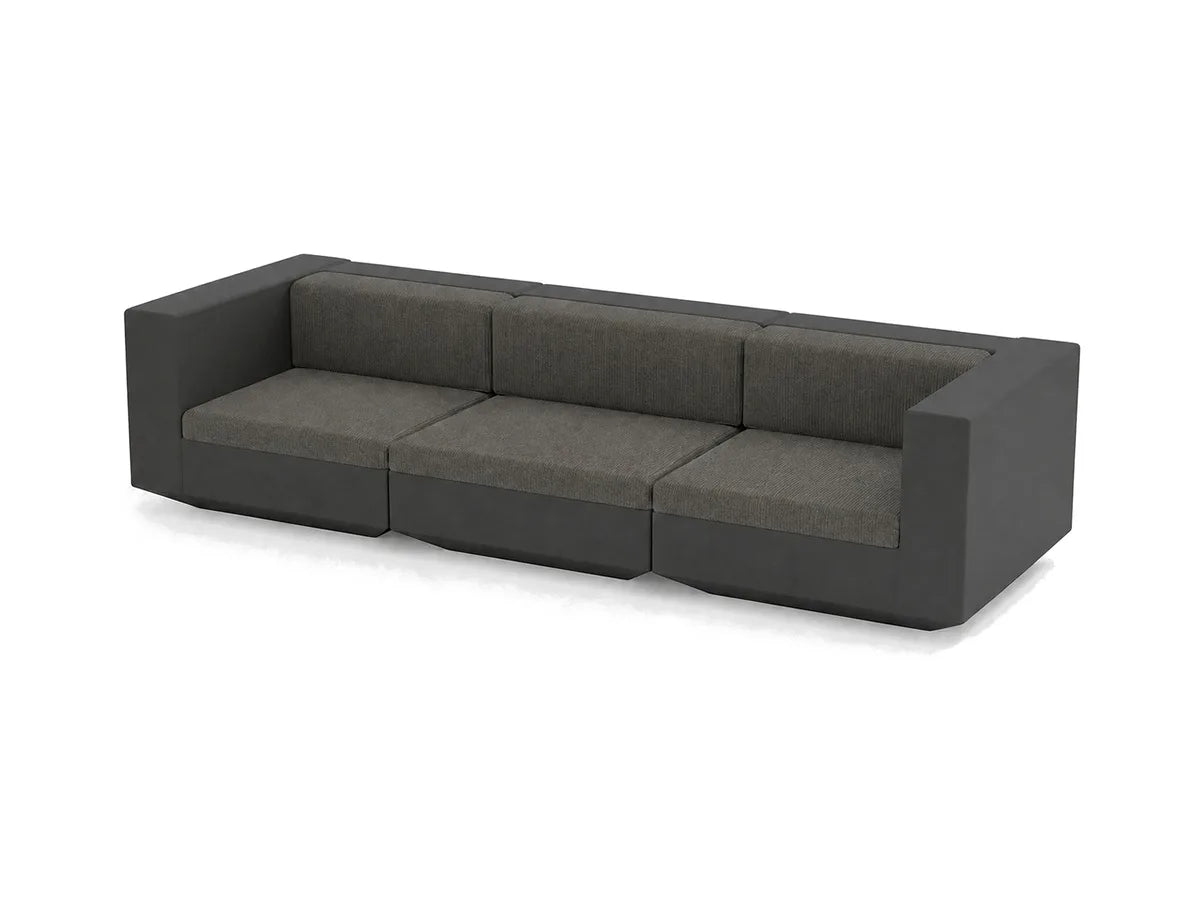 Canapé de jardin 3 places Vela Vondom, coque noire, coussins graphite
