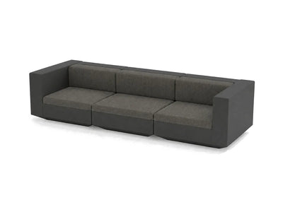 Canapé de jardin 3 places Vela Vondom, coque noire, coussins graphite