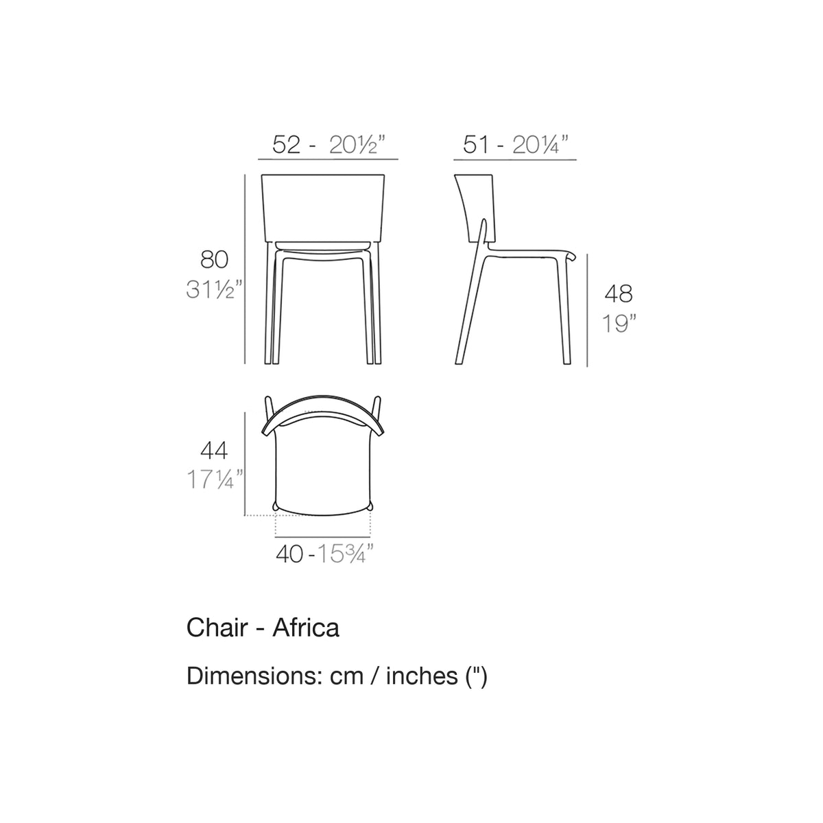 Dimension drawing Chair - Africa