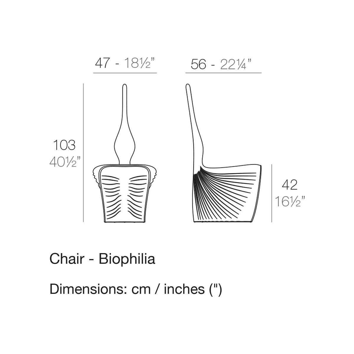 Dimension drawing Chair - Biophilia
