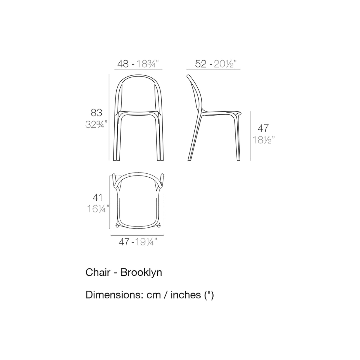 Dimension drawing Chair - Brooklyn