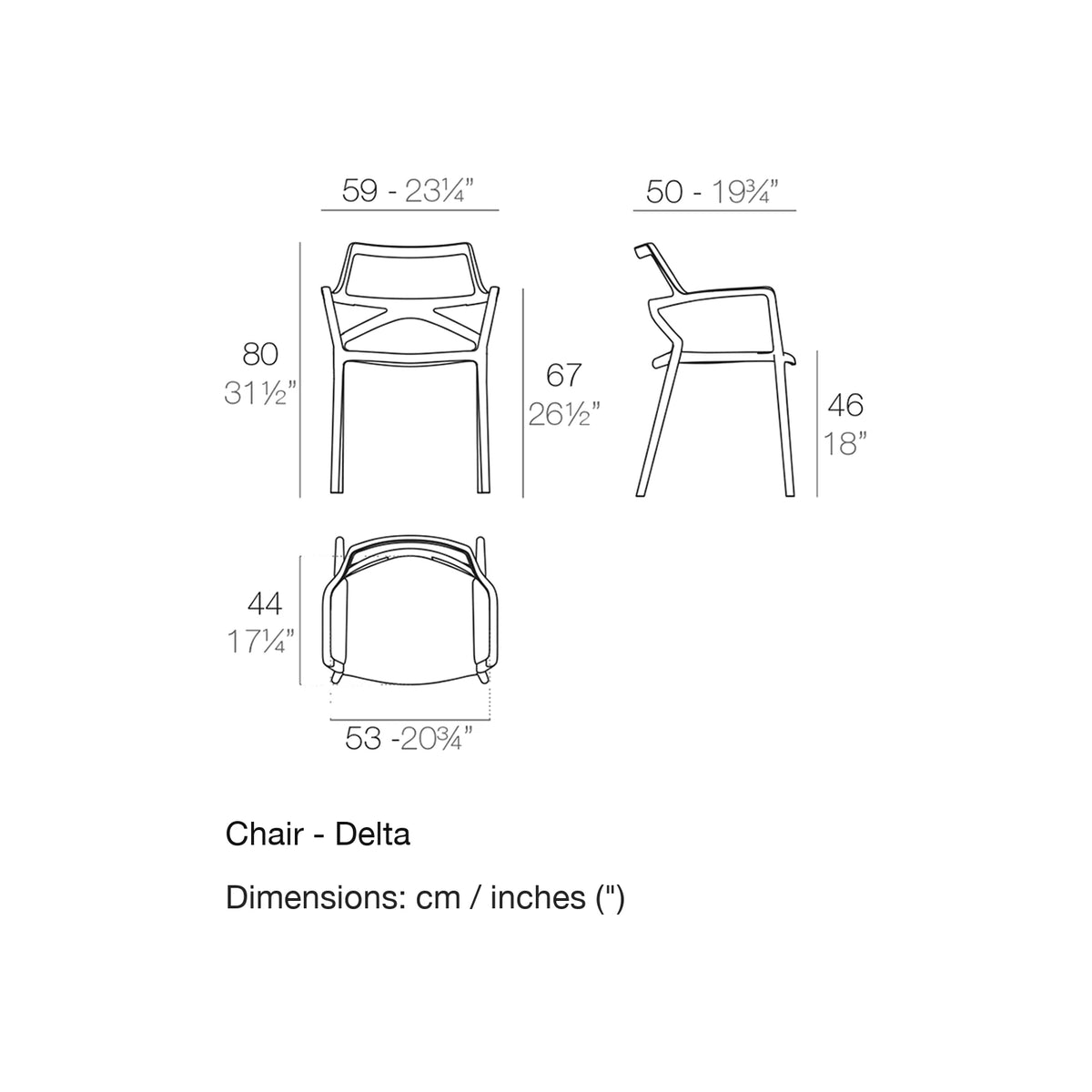 Dimension drawing Chair - Delta