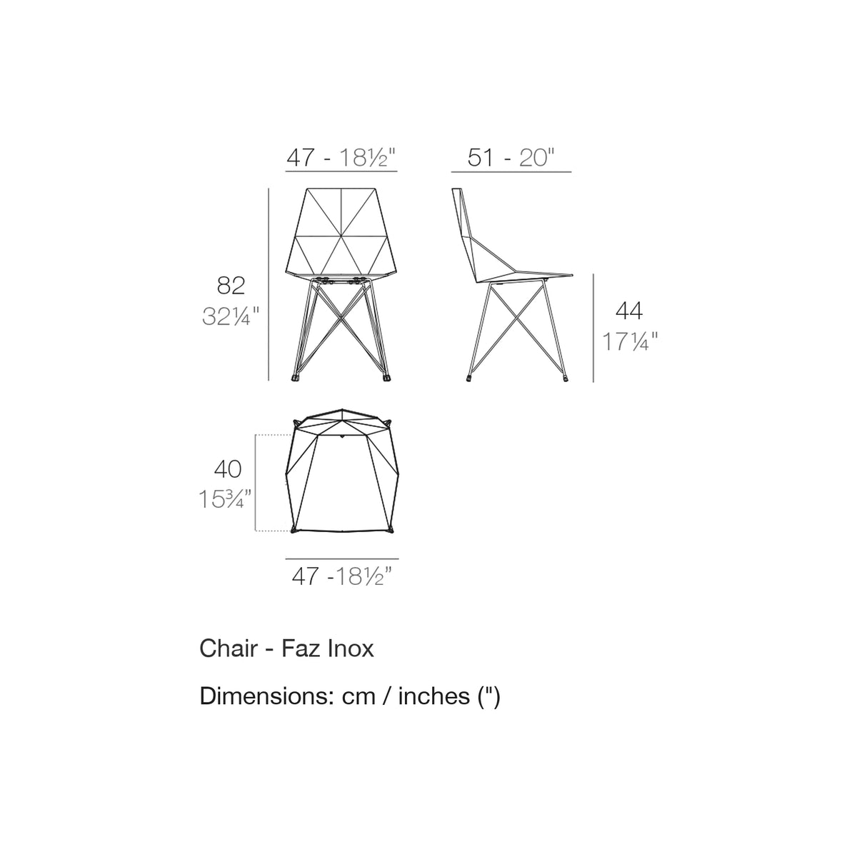 Dimension drawing Chair - Faz Inox