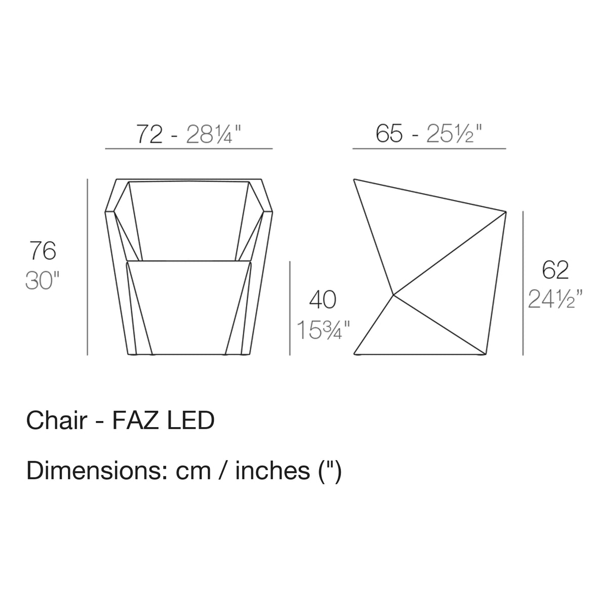 Dimension drawing Chair - FAZ LED