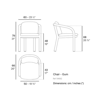 Dimension drawing Chair - Gum