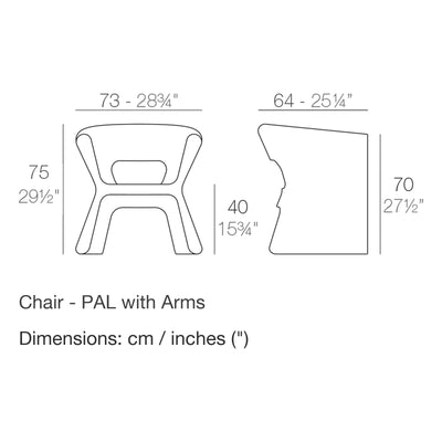 Dimension drawing Chair - PAL with Arms