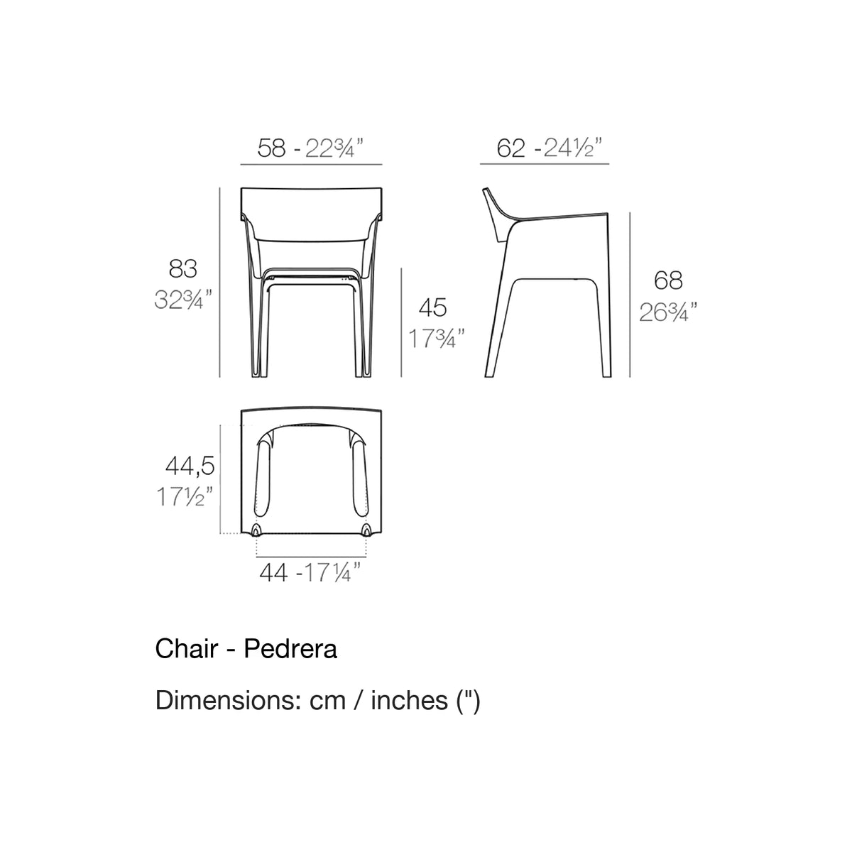 Dimension drawing Chair - Pedrera