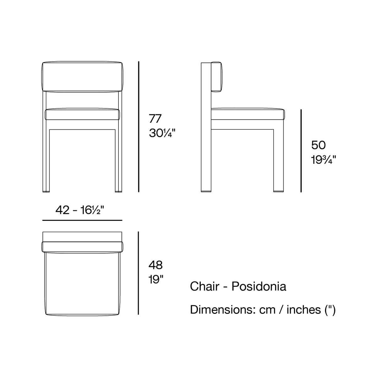 Dimension drawing Chair - Posidonia