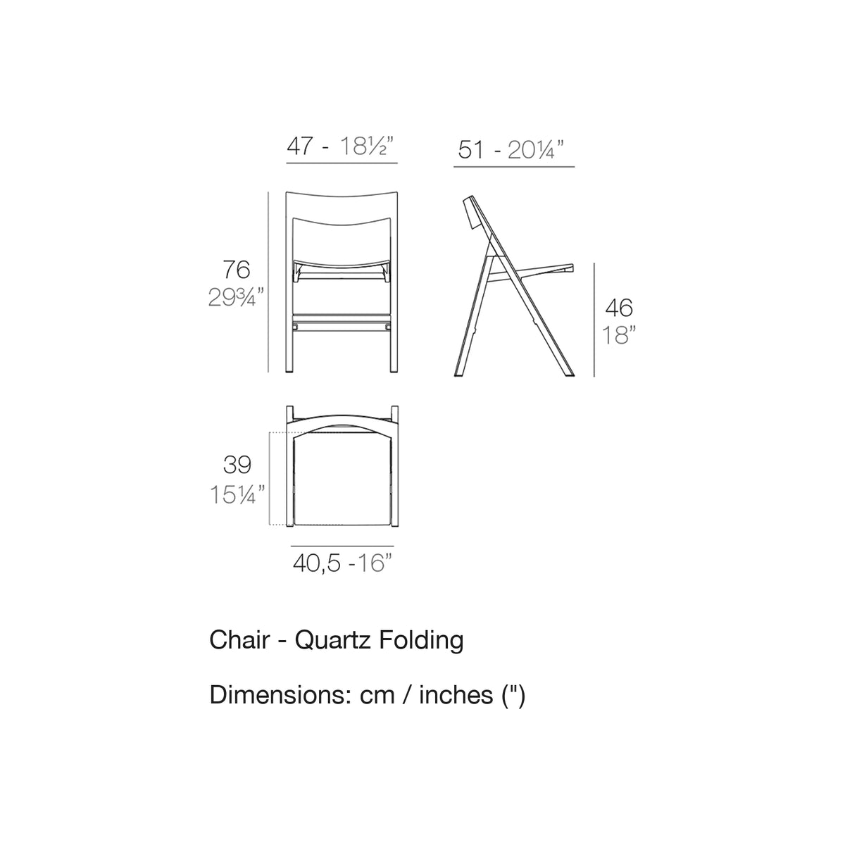 Dimension drawing Chair - Quartz Folding