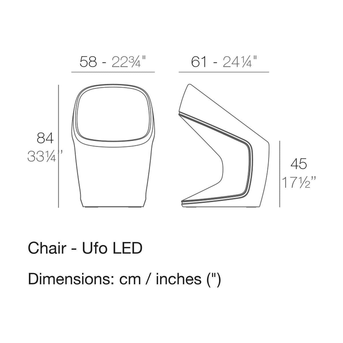 Dimension drawing Chair - Ufo LED