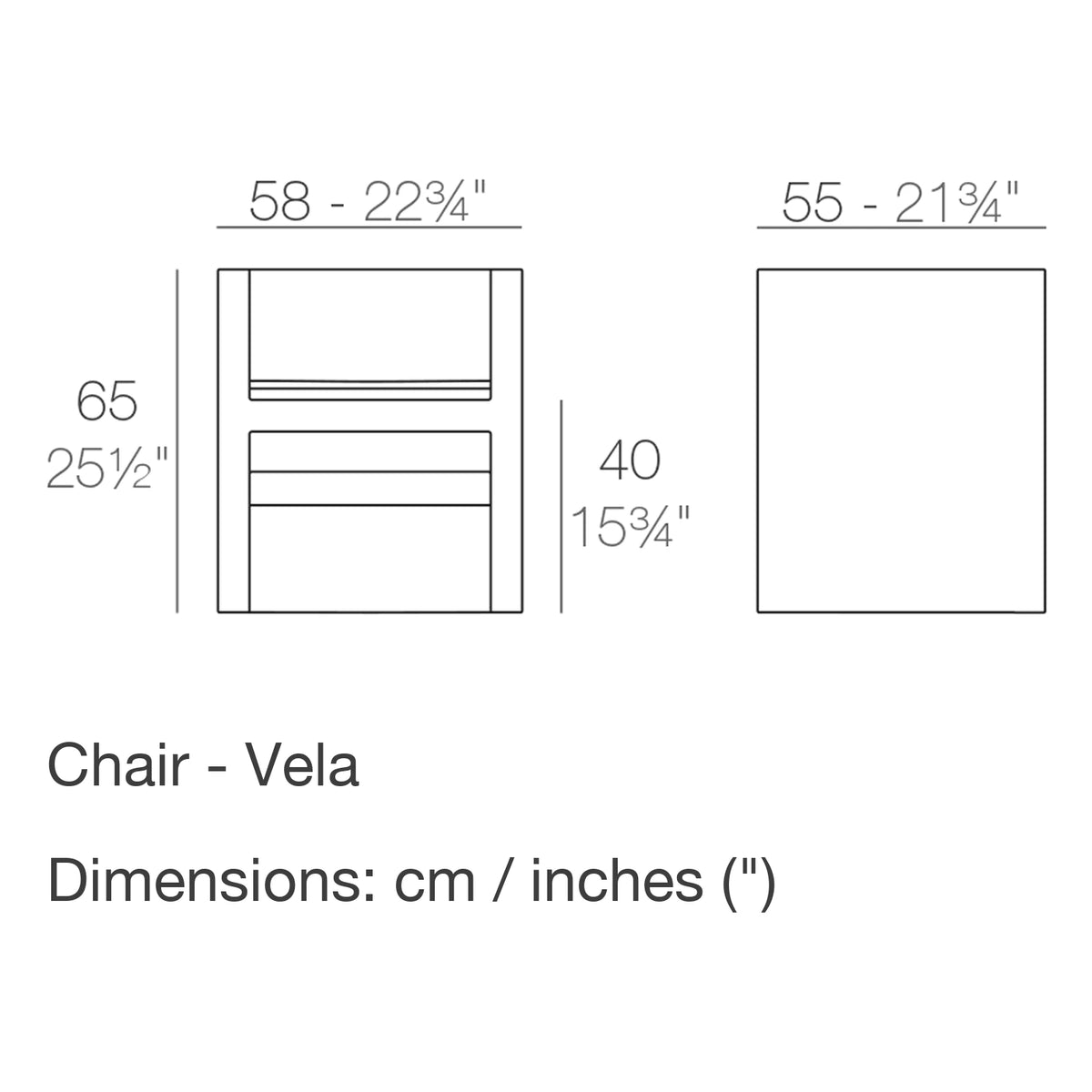 Dimension drawing Chair - Vela