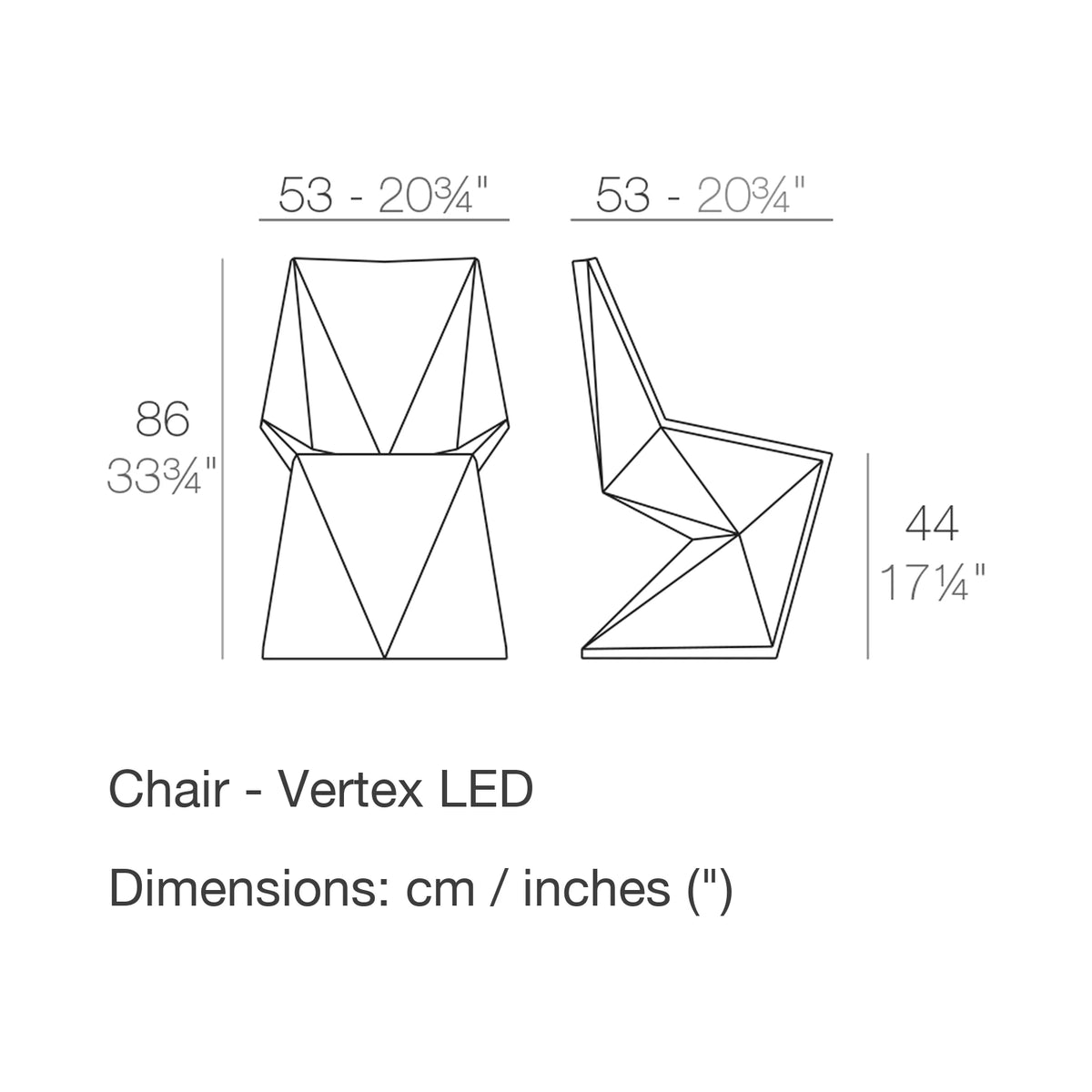 Dimension drawing Chair - Vertex LED