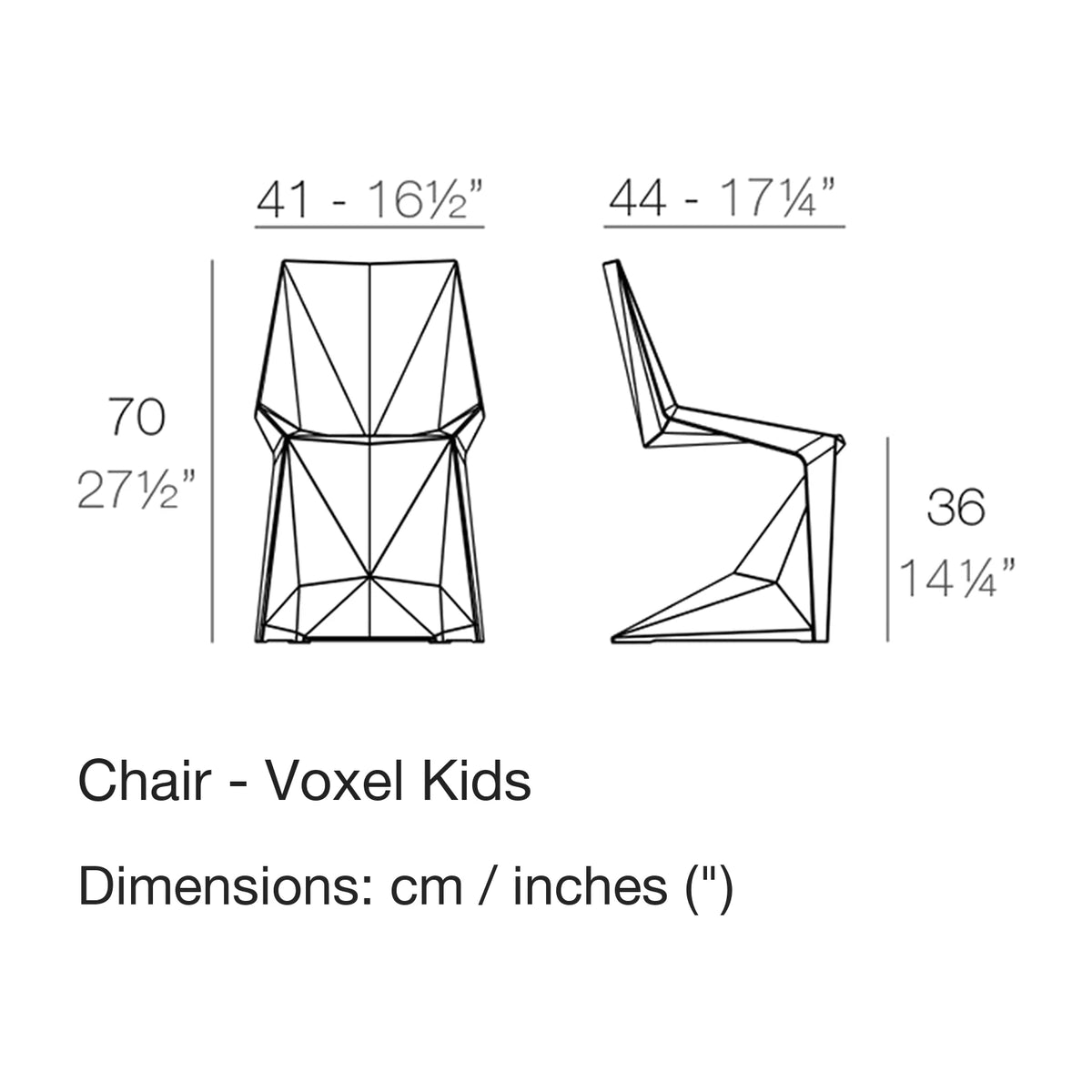 Dimension drawing Chair - Voxel Kids