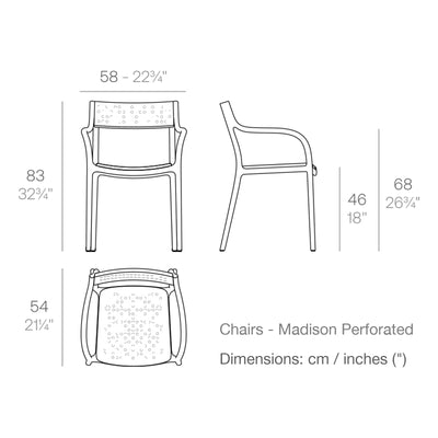 Dimension drawing Chairs - Madison Perforated