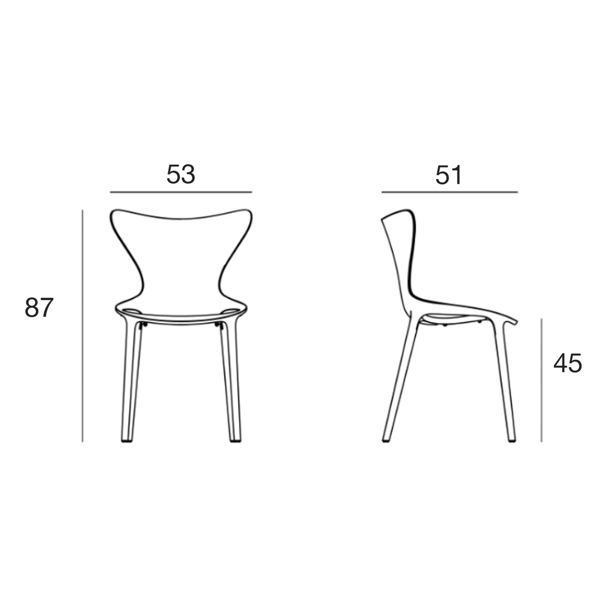 Chaise Collection LOVE Vondom Hauteur d'assise 45 cm