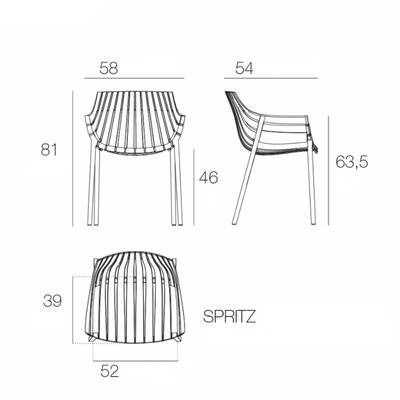 Chaise Collection Spritz en Polypropylène avec Accoudoirs Vondom