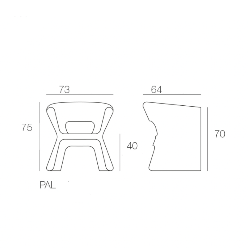 Chaise de Jardin Collection PAL avec Accoudoir Vondom