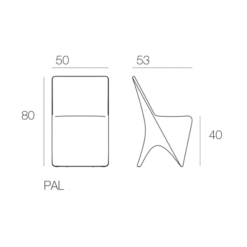 Chaise de Jardin Collection PAL en Plastique sans Accoudoir Vondom