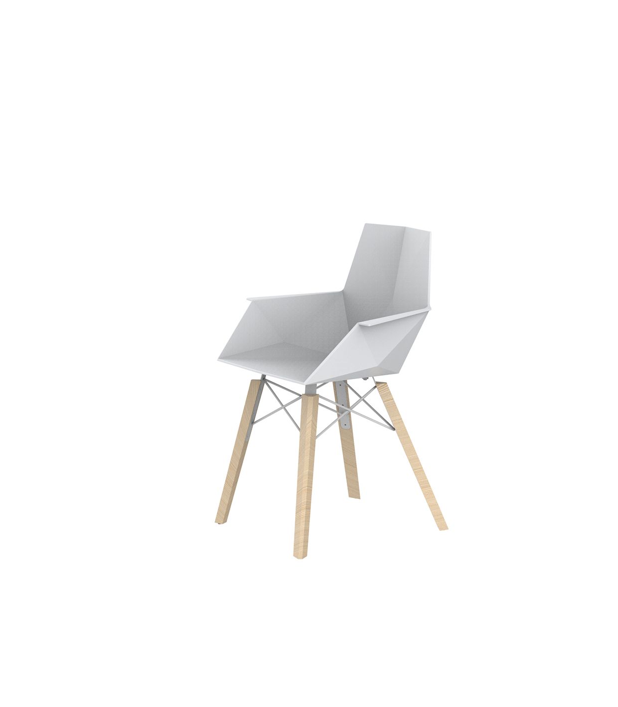 Chaise Moderne Pied en Bois Accoudoirs Avec Couleur dossier Blanc Couleur pied Frêne clair - Collection FAZ Wood Vondom