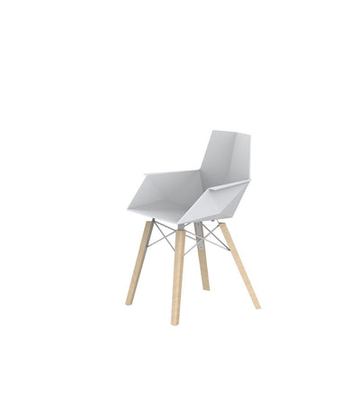 Chaise Moderne Pied en Bois Accoudoirs Avec Couleur dossier Blanc Couleur pied Frêne clair - Collection FAZ Wood Vondom