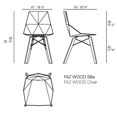 Chaise Moderne Pied en Bois - Collection FAZ Wood Vondom