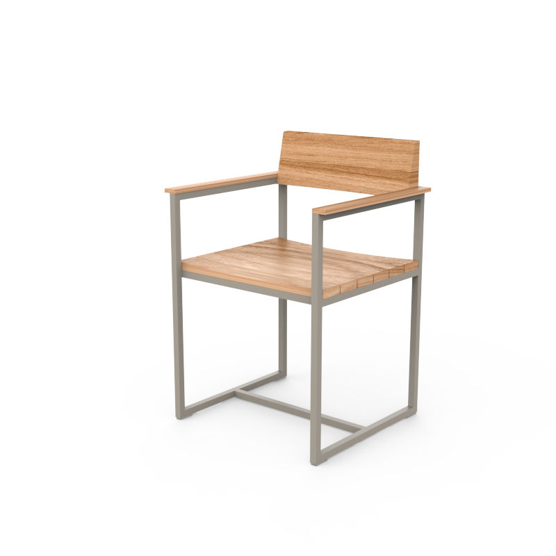 Chaises de Jardin en Bois de Teck Couleur Aluminium écru Couleur bois Bois de teck naturel Collection Vineyard Vondom