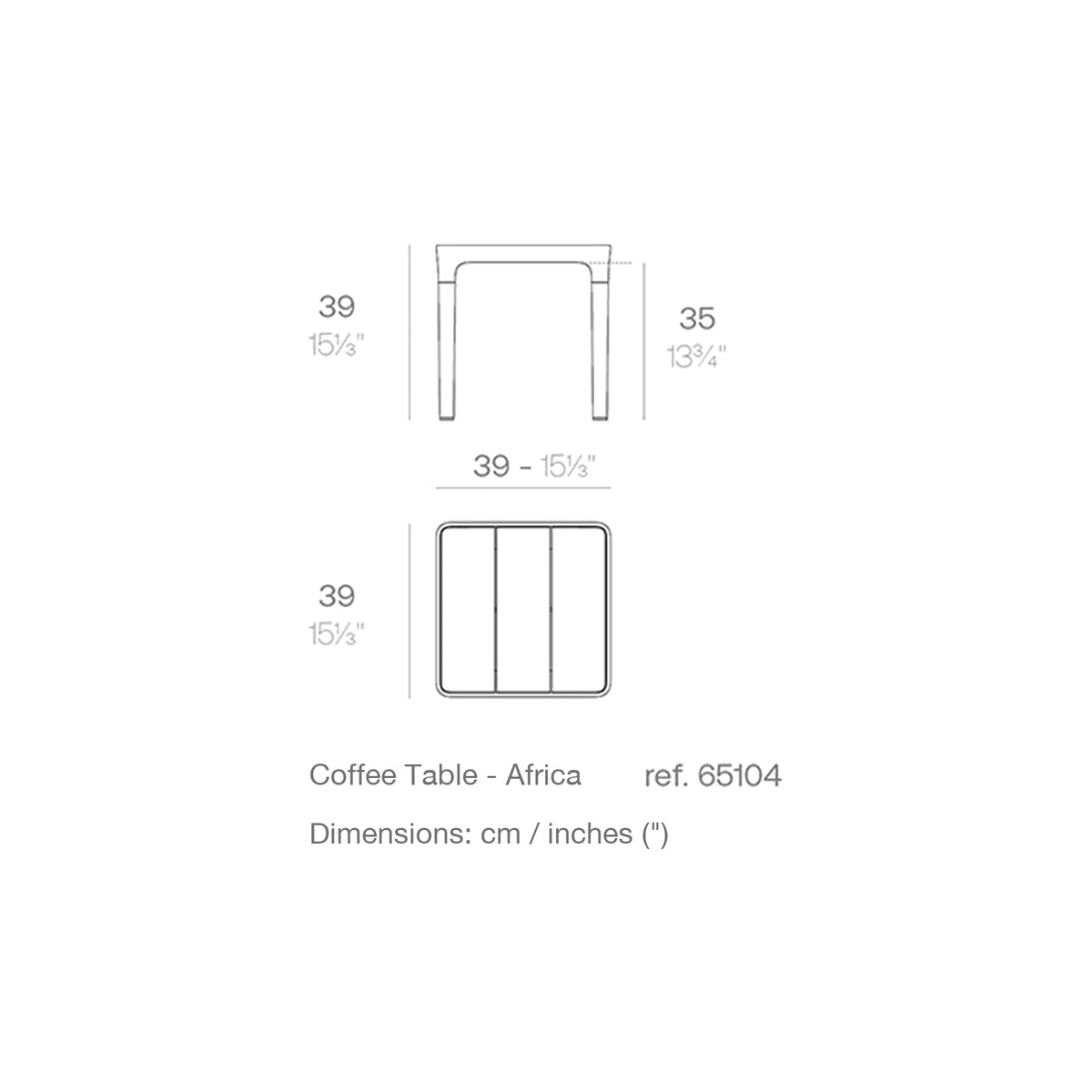 Dimension drawing Coffee Table - Africa