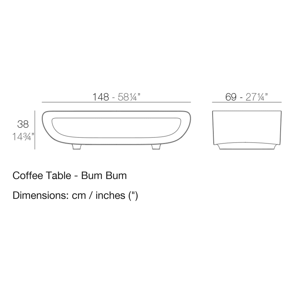 Dimension drawing Coffee Table - Bum Bum