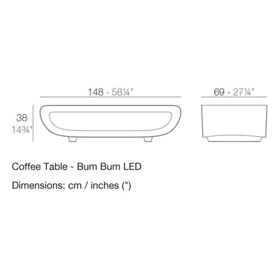 Dimension drawing Coffee Table - Bum Bum LED