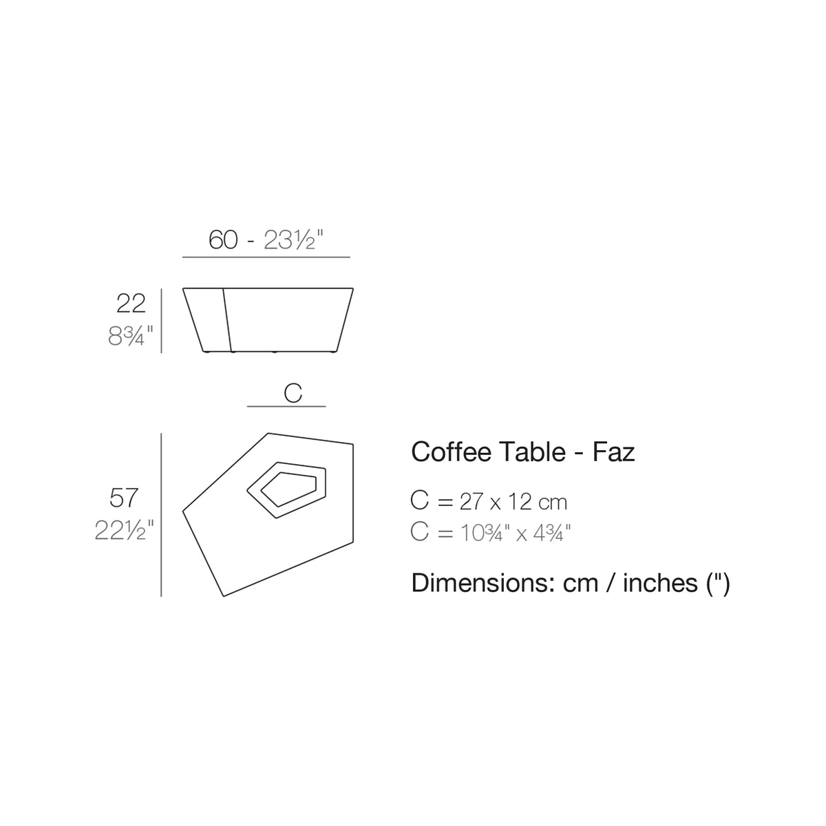 Dimension drawing Coffee Table - Faz