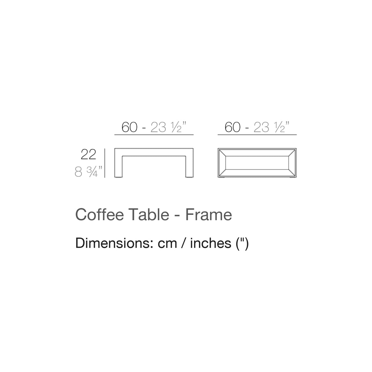 Dimension drawing Coffee Table - Frame