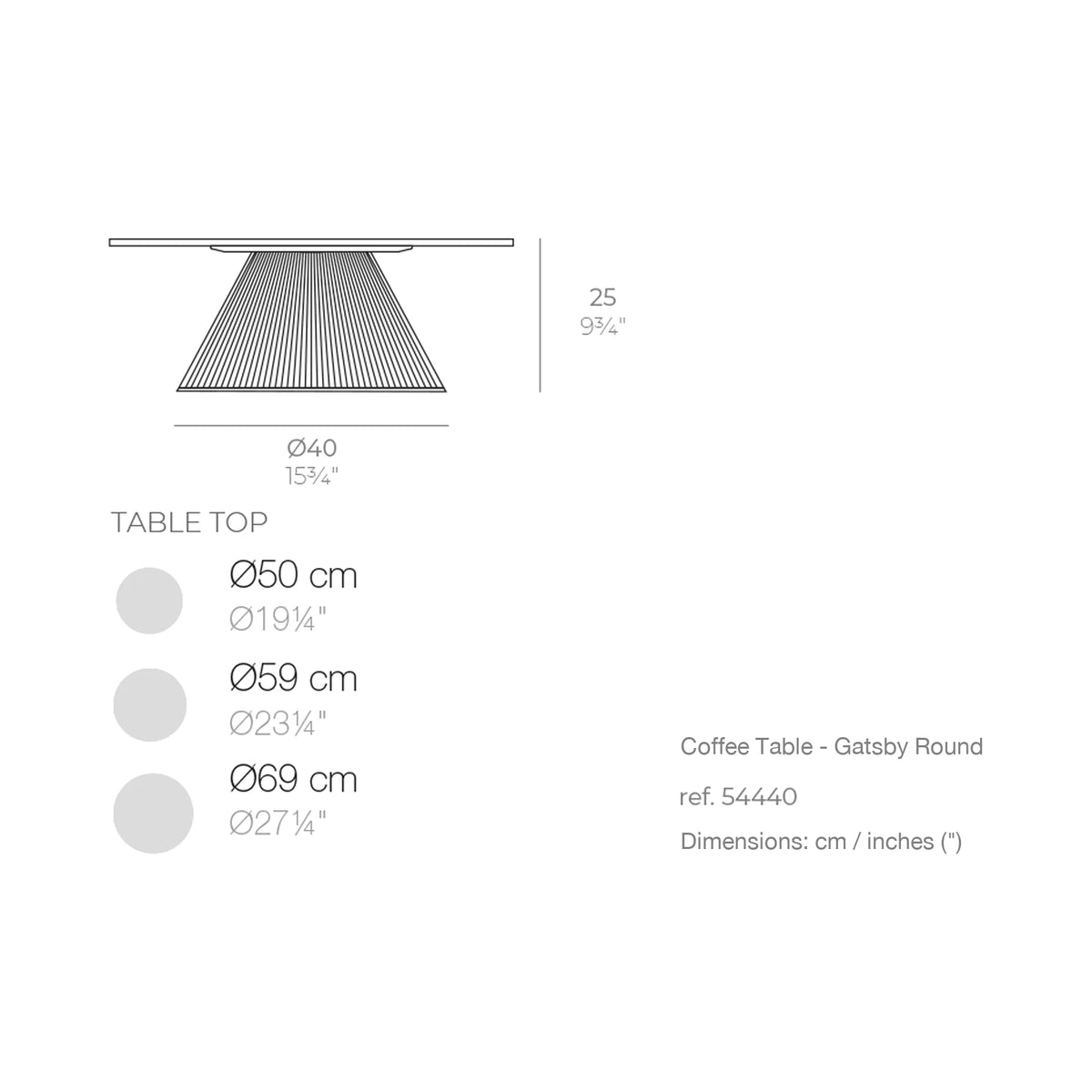 Dimension drawing Coffee Table - Gatsby Round