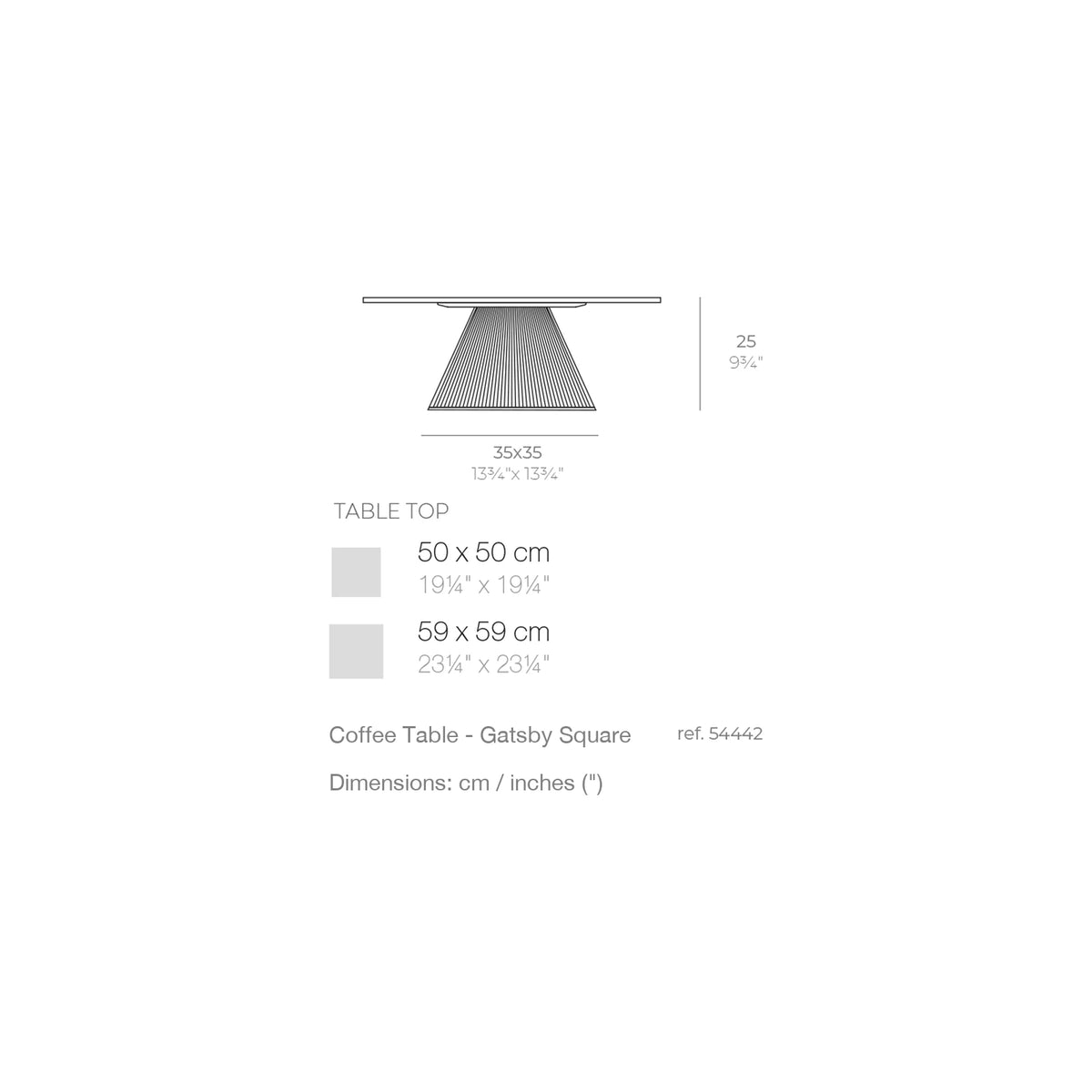 Dimension drawing Coffee Table - Gatsby Square