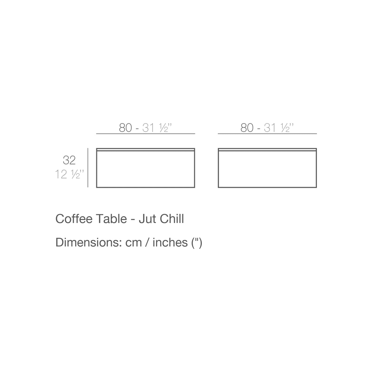 Dimension drawing Coffee Table - Jut Chill