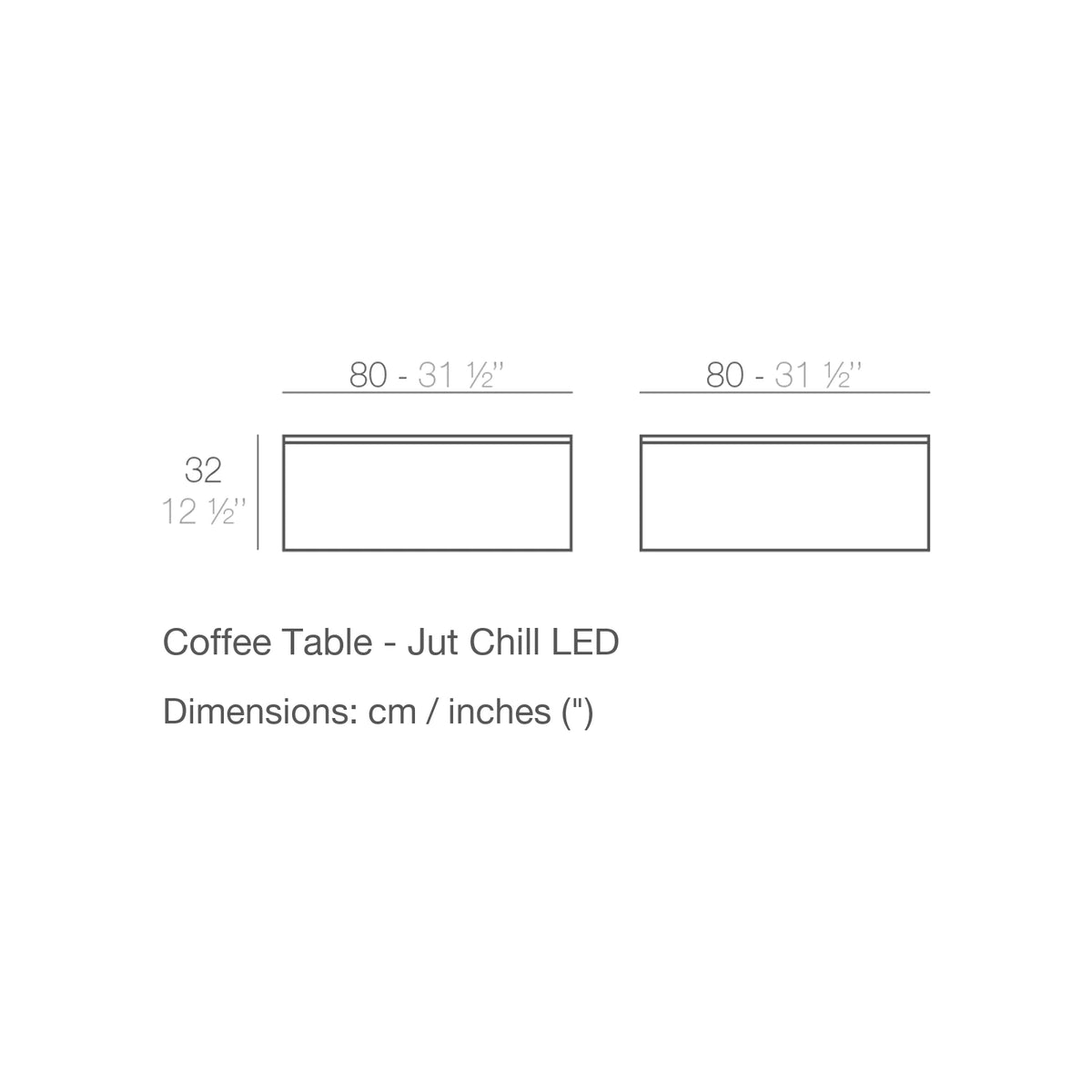 Dimension drawing Coffee Table - Jut Chill LED