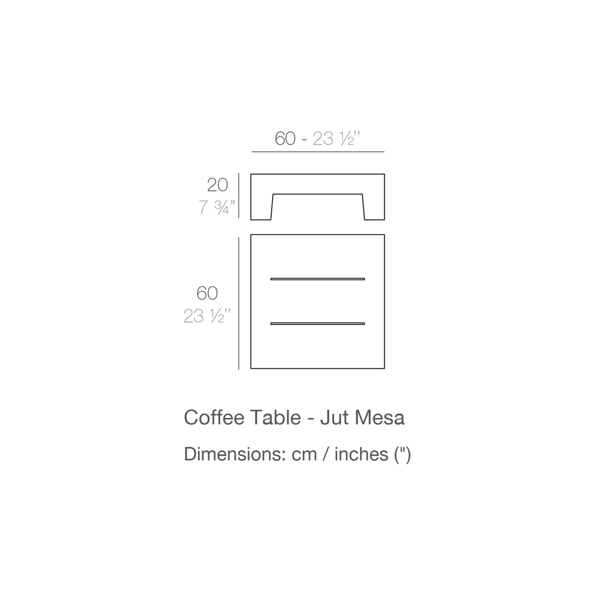 Dimension drawing Coffee Table - Jut Mesa