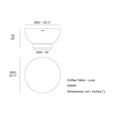 Dimension drawing Coffee Table - Luna