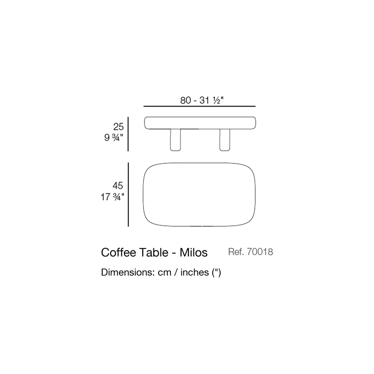 Dimension drawing Coffee Table - Milos