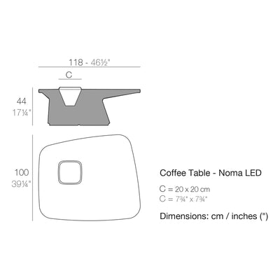 Dimension drawing Coffee Table - Noma LED