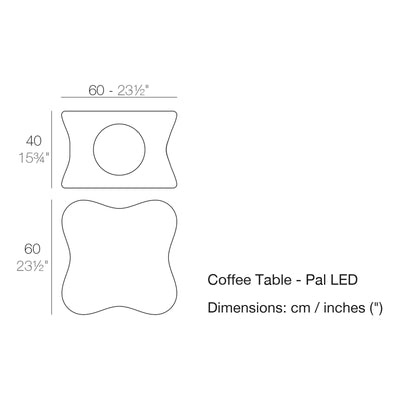 Dimension drawing Coffee Table - Pal LED