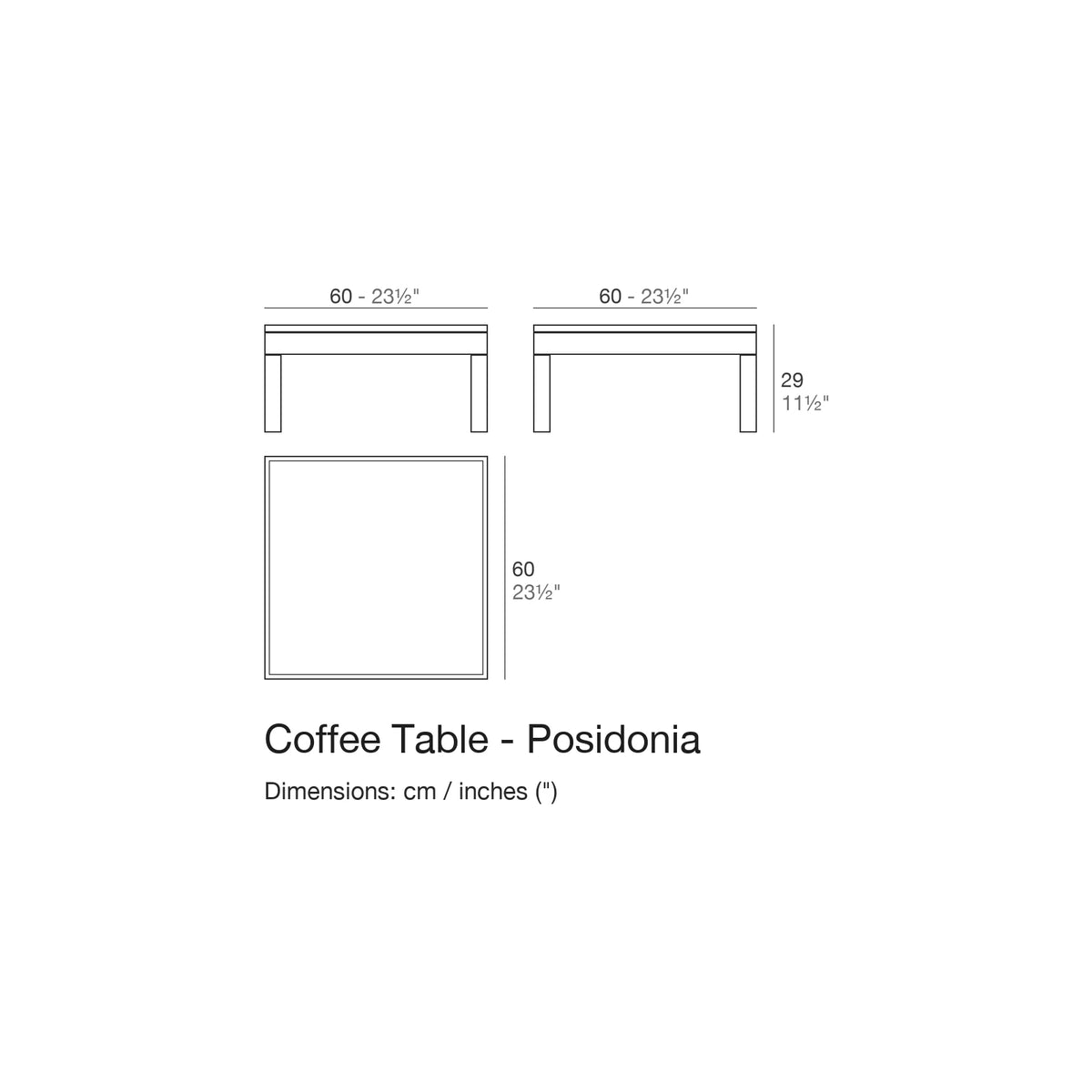 Dimension drawing Coffee Table - Posidonia