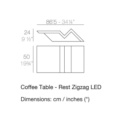 Dimension drawing Coffee Table - Rest Zigzag LED